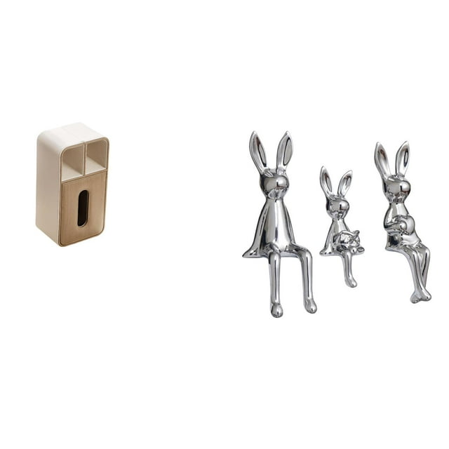 caja de pañuelos,Funda para caja de pañuelos de cuero sintético para dormitorio,Escultura de figura,Estatua sentada Figura Escultura Adorno,Estatuas de conejos en miniatura para decoración