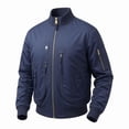 thumbnail image 2 of XUNKUSGA Men Padded Flight Bomber Jacket Windproof Warm Stand Collar Zip Up Military Jackets for Men with Multi Zip Pocket Classic Casual Cold Weather Coat for Men Navy M, 2 of 6