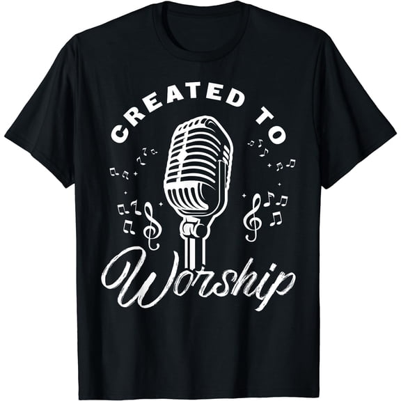 Created To Worship Gift Design For Christian God Fans T-Shirt Black Small