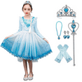 thumbnail image 1 of Princess Robe, Costume à Manches Longues avec de Riches Accessoires pour Fille de 3 à 8 Ans, Bleu, 1 of 6