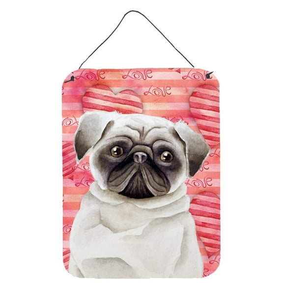 Carolines Treasures CK1392DS1216 Pug Love Wall or Door Hanging Prints 12WX16H multicolor