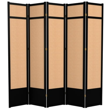 Red Lantern 7 ft. Tall Jute Shoji Screen - 5 Panel - Black
