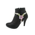 thumbnail image 5 of Women Silver Metal Chain Boot Bracelet Shoe Purple Flower Charm Anklet, 5 of 14