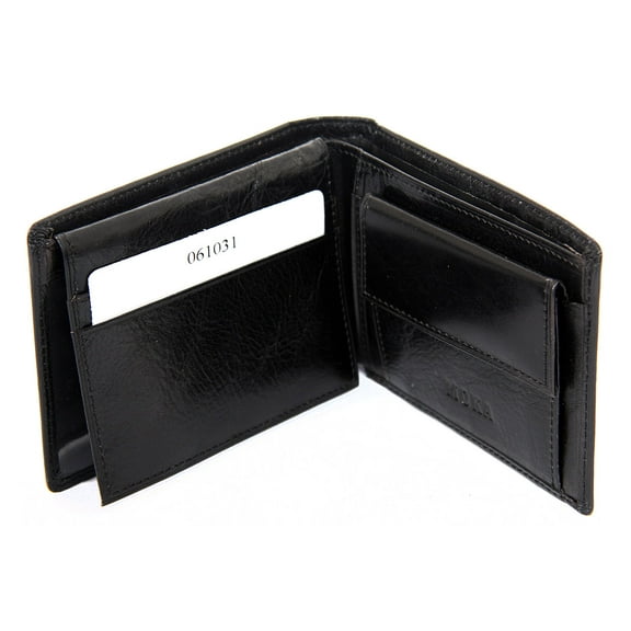 Men's Bifold Soft Leather 2 Credit Card 2 ID Window Gift Box Black Wallet 3.25 x 4.5 inches