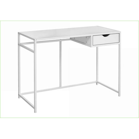 Desks 42” Computer Desk with Storage Drawer White Laminate & Metal Frame Contemporary Modern | White | MDF