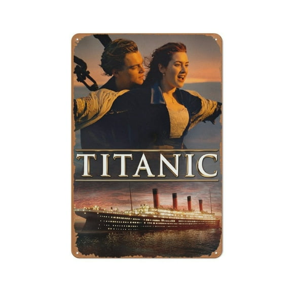 Titanic Movie Poster Retro Metal Sign Vintage Tin Sign for Cafe Bar Man Cave Home Wall Art Decor 12 X 8 inch
