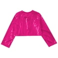 thumbnail image 4 of Alvivi Girls Kids Glitter Long Sleeve Crop Top Hip Hop Jazz Dance T-shirts Stage Performance Costume Hot Pink 6-7, 4 of 7