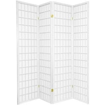 Oriental Furniture 6 Ft Tall Window Pane Shoji Screen, 4 panels, white color, Traditional