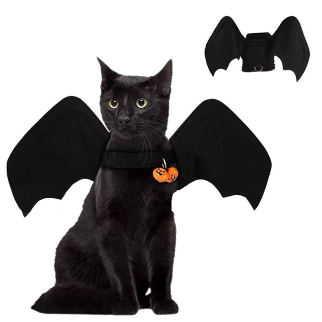 Mascota perro gato disfraz de Halloween alas de murciélago campana de calabaza plegable