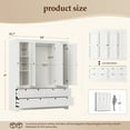 thumbnail image 7 of PARKWELL 4-Door Armoire Wardrobe Closet with 4 Drawers, Clothing Rod and Shelves, Freestanding Clothing Armoires Closet Organizer for Bedroom, White, 7 of 7