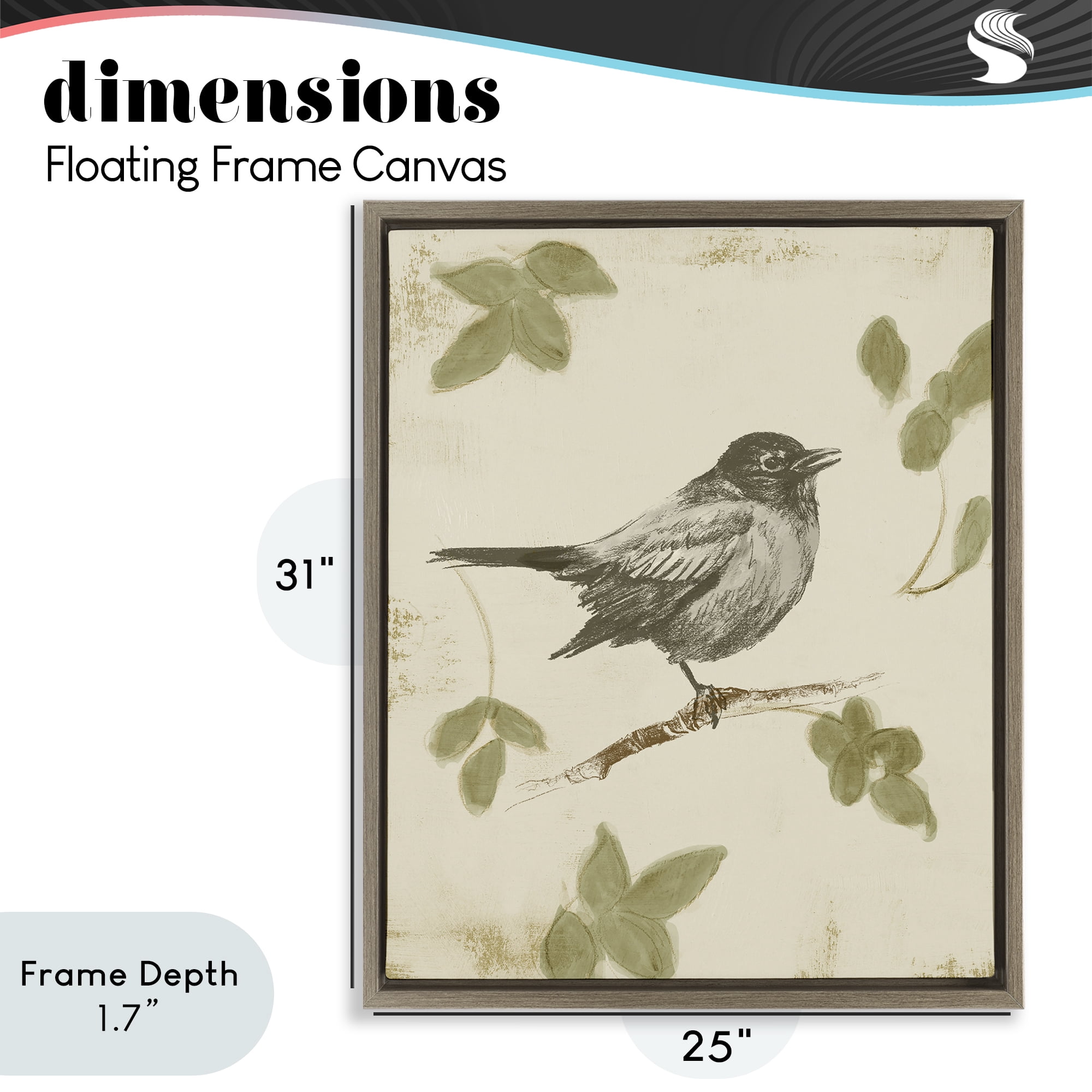 Stupell Industries Bird Scene over Neutral Brown Framed Floater Canvas Wall Art, design by Lanie Loreth