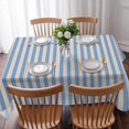 thumbnail image 3 of Blue Striped Table Cloth Waterproof Tablecloths, Modern Simple Farmhouse Beige Vintage Tablecloth Dining Table Cover for Kitchen Party Tabletop Outdoor, Rectangle Tablecloth 60x102 Inch, 3 of 9