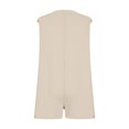 thumbnail image 5 of JURANMO Womens Rompers Summer Loose Sleeveless Pleated Tie Front V Neck Short Jumpsuits Solid Casual One Piece Shorts with Pockets Beige S Vacation Sales, 5 of 8