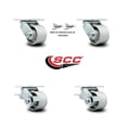 thumbnail image 2 of 3.25 Inch Semi Steel Caster Set with Ball Bearings 2 Swivel Lock 2 Brake SCC, 2 of 2