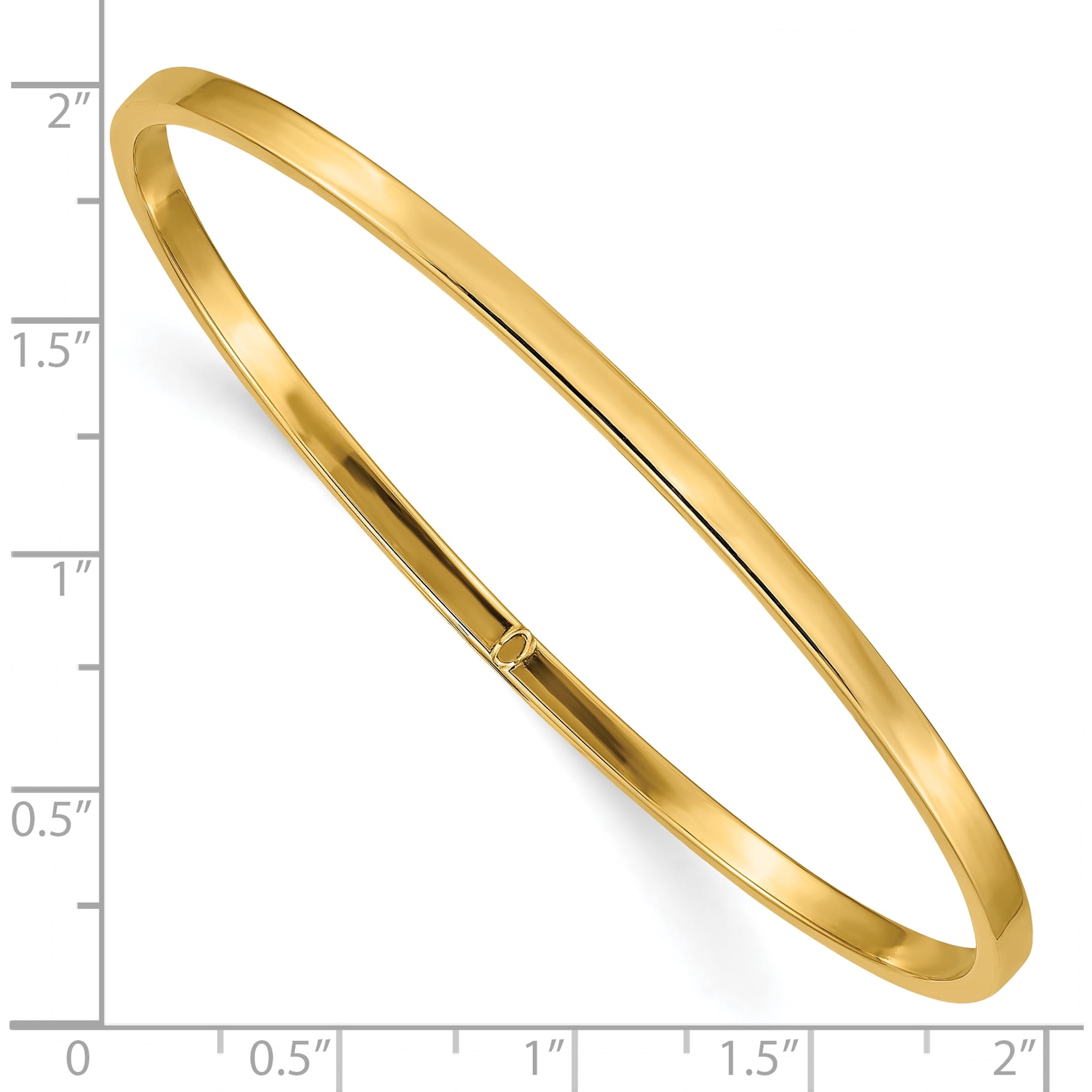 Jewelry by Sweet Pea 10K Yellow Gold 3mm Polished Square Tube Slip-On Bangle Bracelet