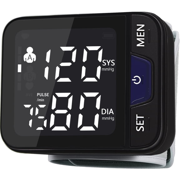 Wrist Blood Pressure Monitor,Salipt Home Automatic Digital Blood Pressure Machine BP Monitor with Large LED Backlit Display and Portable Storage Bag, 2*120 Reading Memory Dual Users Mode