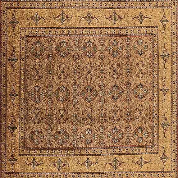 Ahgly Company Indoor Square Oriental Brown Industrial Area Rugs, 5' Square