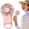 thumbnail image 2 of Mini Handheld Fan, Portable Personal Cooling Fan with Carabiner Clip, Rechargeable 3 Speed Buckle Hand Fan, Lightweight Pocket Size Hanging Buckle Fan, Battery Operated Small Hand Fan, Pink, 2 of 5