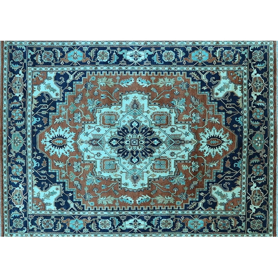 Ahgly Company Indoor Rectangle Persian Light Blue Traditional Area Rugs, 3' x 5'