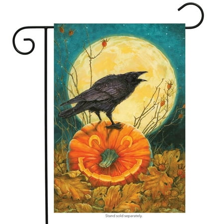 Bat Garden - Don't Get Cawwed Garden Flag Halloween Bats Full Moon Crows 12.5