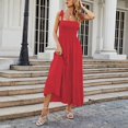thumbnail image 4 of PENGXIANG Femmes Maxi Robe d'Été Casual Boho Sans Manches Spaghetti Sangle Smocked Longues Robes de Plage Soleil, 4 of 5