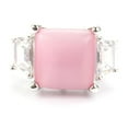 thumbnail image 3 of Pink Cat's Eye Statement Ring with CZ Accents - Size 10 Jewelry Ring Silver, 3 of 6
