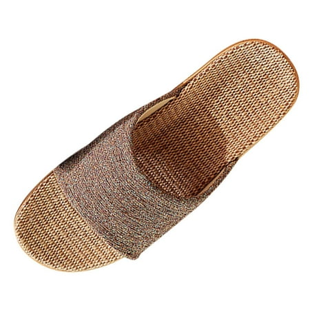 Men s Fashion Casual Slip Mens High Top Slippers on Linen Slides indoor Leather Slippers for Men Home Slippers Beach Shoes