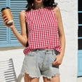 thumbnail image 6 of Delconic Women’s Sleeveless Round Neck Plaid Button Down Casual Vest Top with Gingham Pattern and Relaxed Fit for Everyday Wear Red M, 6 of 6