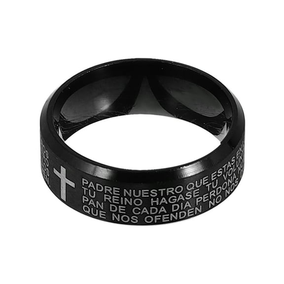 TABLZONE Biblical Men Black Stainless Steel Cross Ring Comfortable for Banquets and Events