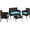 Brown/Cyan, variant on Yaheetech Outdoor Rattan Reception Set with 1 Loveseat, 2 Armchairs & 1 Glass Coffee Table, Brown/Beige