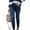 Dark Blue, variant on AOOCHASLIY Women 2023 Pants Women's Solid Mid Waisted Versatile Straight Slender Loose Leg Pants
