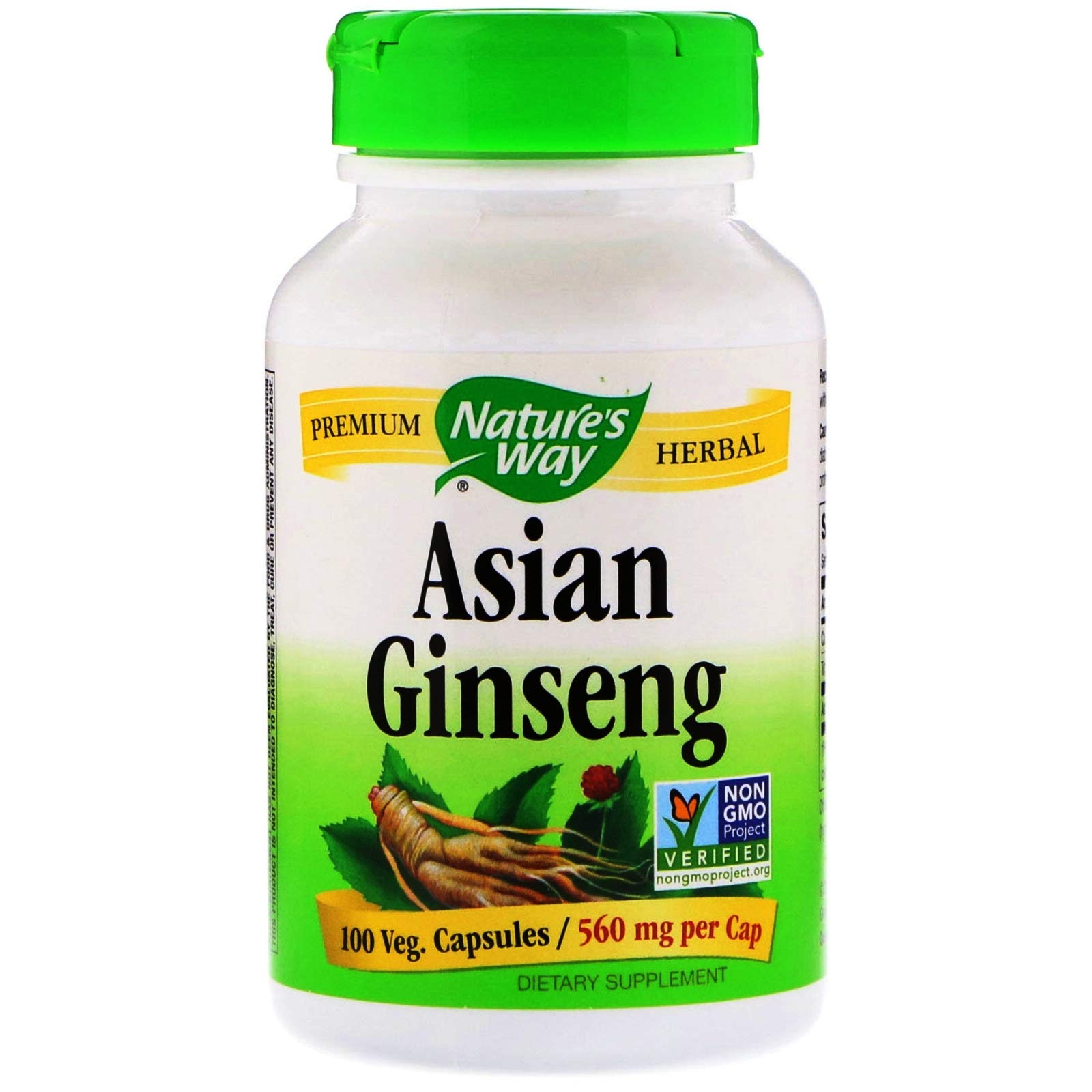Nature's Way Asian Ginseng 560 MG 100 Vegetarian Capsules