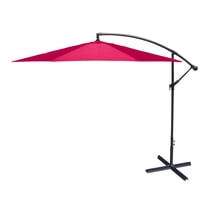 Jordan Manufacturing 8' Red Solid Octagon Folding Offset Cantilever Patio Umbrella with Crank Opening