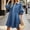 Blue, variant on WRFWUL Womens Vintage Washed Denim Shirt Dress Long Balloon Sleeve Button Down A Line Swing Ruffle Jean Dress with Pockets