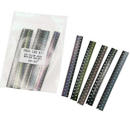 

100Pcs 5 Values 0603 Smd Led Light Red White Green Blue Yellow Assortment Kit
