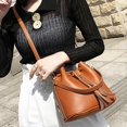 thumbnail image 3 of Double Messenger Bag Solid Color Single Shoulder Women's Tassel Messenger Bag Drawstring Crossbody Bag PU Leather Shoulder Bag Job Bags Mens, 3 of 5