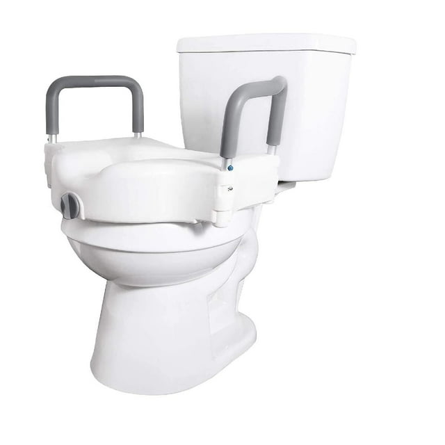 Aumento para WC con descansabrazos acolchados, ergonómico y seguro. Ideal para adultos mayores o con movilidad limitada. Soporta hasta 100 kg.