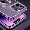 thumbnail image 5 of Magnetic Clear for iPhone 14 Pro Max Case with Camera Lens Protector [Compatible with MagSafe] Luxury Plating Bumper Soft TPU Shockproof Protective Slim Phone Cover for Women Girls, Black, 5 of 5