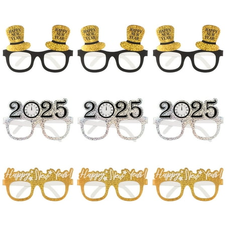 PartyKindom Celebration Party Glasses 9Pcs New Year s Eve Theme 350Gsm Cardstock