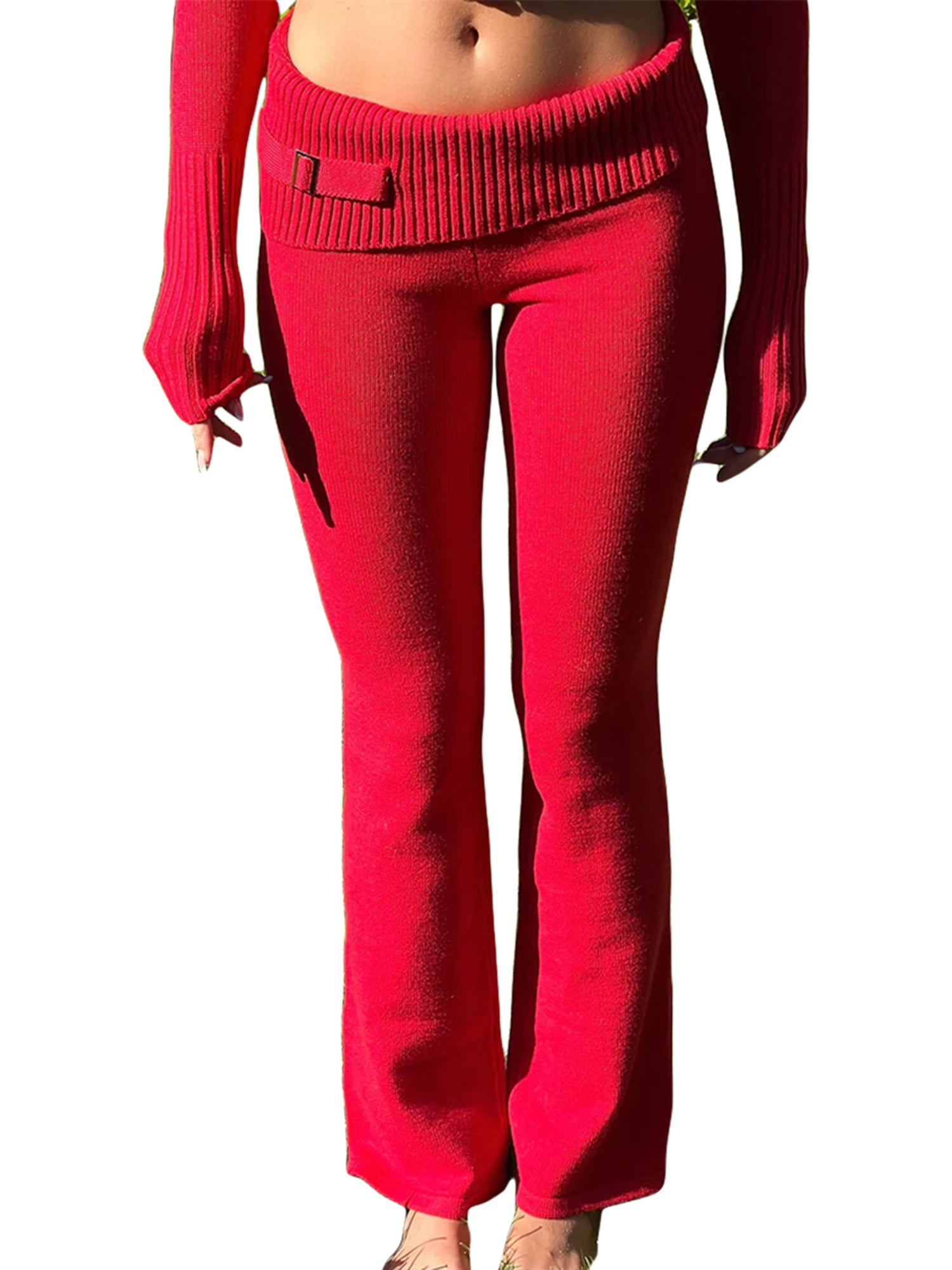 Aunavey Women Knit 2 Piece Outfits Y2k Hooded Zip Sweater Crop Tops Flared  Skinny Pants Tracksuit Sets Loungewear 