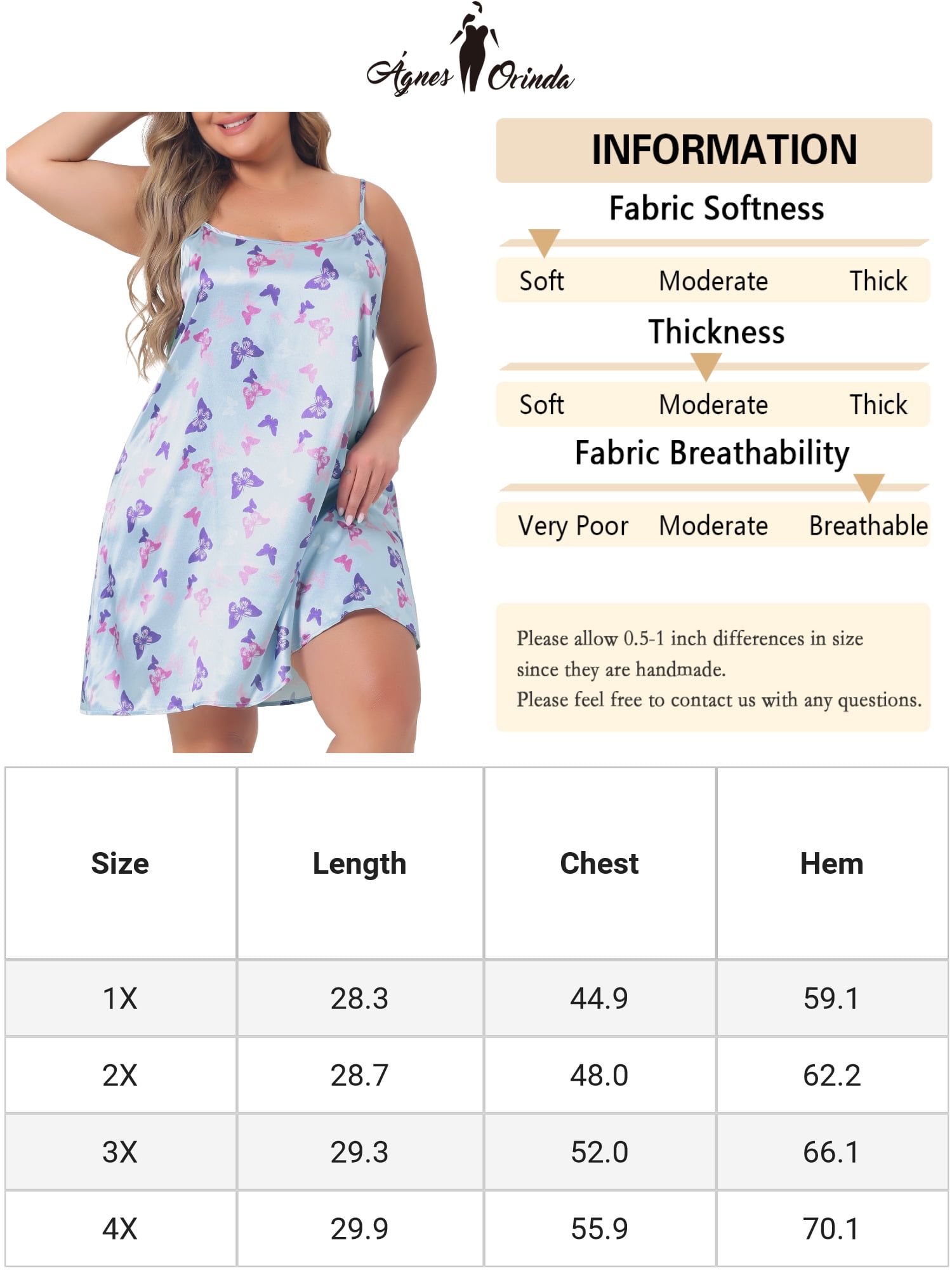 DARING DIVA Women's Plus Casual Soft Sleeveles Heart Print Nightgown Sleepwear 2X Blue