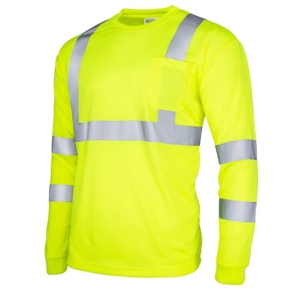 Jorestech Camiseta De Seguridad Reflectante Alta Visibilidad Manga Larga Amarillo/Lima Ansi Clase 3 Nivel 2 Tipo R Ts-02 (M)