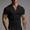 thumbnail image 2 of Men Blouses Mens Top Long Sleeve Workout Men S Tops Short Sleeve Bandage Long Top Medium Shirt Workout Pack Solid Comfort Lightweight Short Black 2XL, 2 of 8