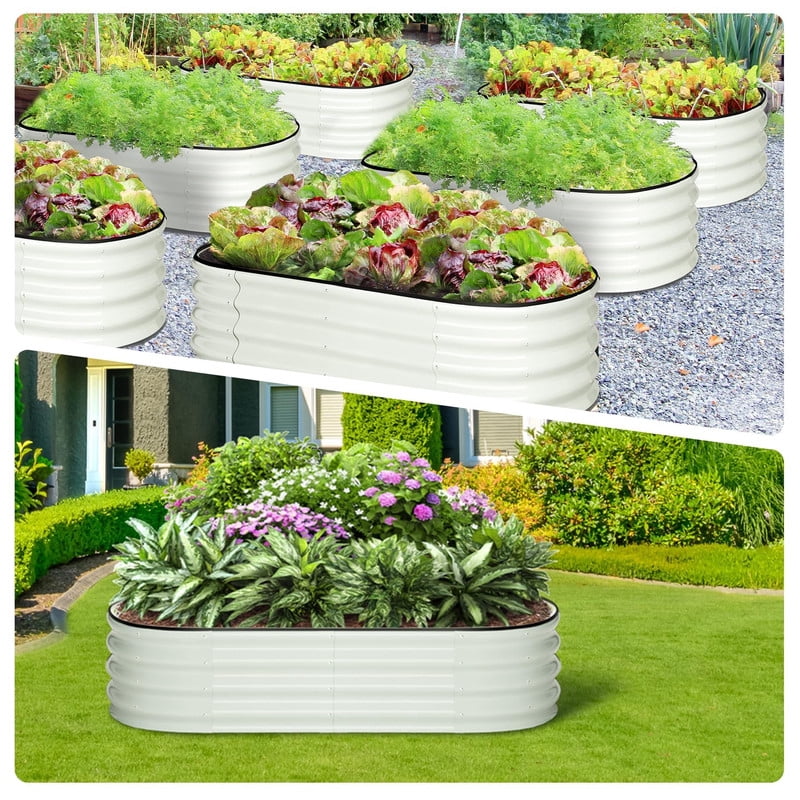 Towallmark 4.5x2x1.5FT Set of 2 Raised Garden Bed, Galvanized Outdoor Planter Box with Open Base Safety Edge, for Vegetables Flowers Ground Planting, Includes Glove