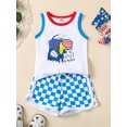 thumbnail image 3 of Suealasg Kids Baby Boys 4th of July Clothes 2Pcs Toddler Boys Summer Independence Day Outfits Eagle Print Tank Top with Elastic Waist Plaid Shorts, 3 of 9