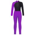 thumbnail image 4 of Alvivi Girls Gymnastics Unitards Long Sleeves Ballet Dance Bodysuit Leotards with Leggings Set Purple 16, 4 of 5