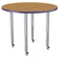 thumbnail image 4 of ECR4Kids 36in Round Contour Thermo-Fused Adjustable Activity Table Oak/Eggplant/Silver - Super Leg, 4 of 8
