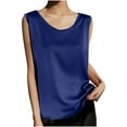 thumbnail image 2 of HongQid Womens Silk Satin Tank Tops Summer Tank Shirt Round Neck Sleeveless Blouse Camisole, 2 of 4