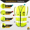 thumbnail image 4 of KwikSafety (Charlotte, NC) SUPERIOR Safety Vest (9 POCKETS) Class 2 ANSI High Visibility Reflective Heavy Duty Mesh Zipper Hi Vis Construction Surveying Engineering Work HiViz Men | Yellow Small, 4 of 6