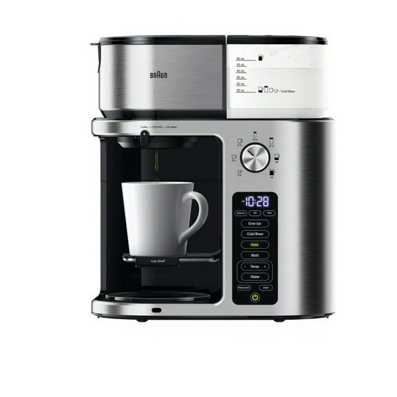 Braun MultiServe Plus 10- Cup Pod Free Drip Coffee Maker, 7 Brew Sizes / Hot & Cold Brew & Hot Water for Tea, Stainless steel KF9370SI